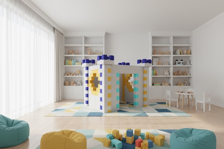 Kids can build imaginative structures to help define different areas of the room.  
